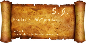Skolnik Jávorka névjegykártya